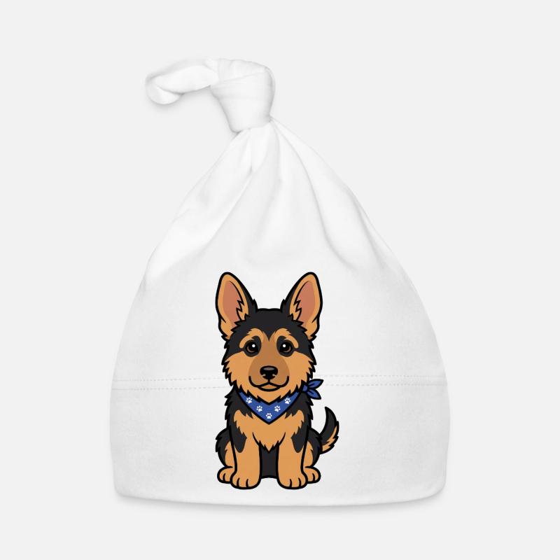 Süßer Schäferhund Welpe mit Halstuch Baby Bio-Mütze