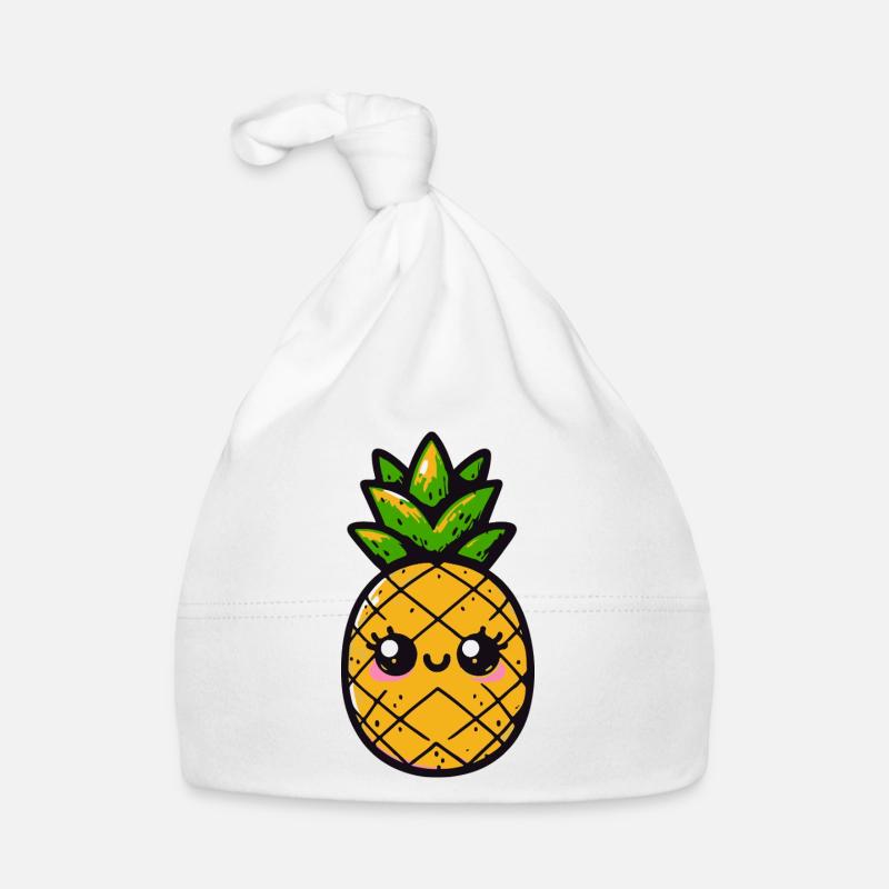 Ananas kawaii avec feuillage vert Bonnet bio Bébé