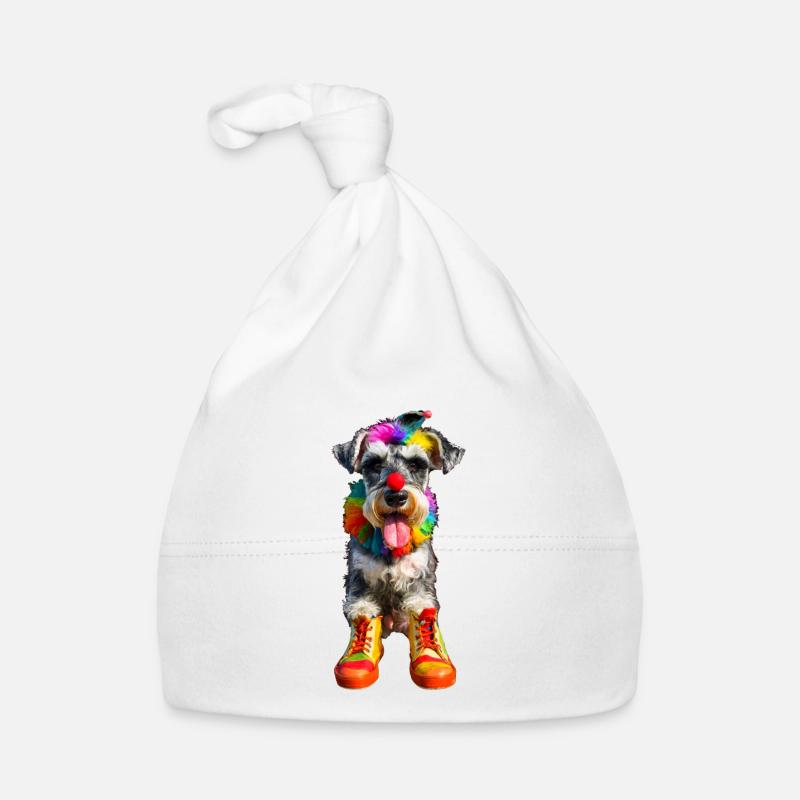 Schnauzer Clown - Bonnet bio Bébé - blanc