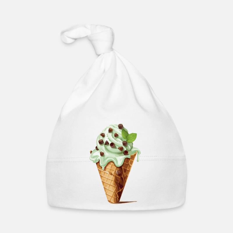 Mint Chocolate Chip Ice Cream Cone Organic Baby Cap