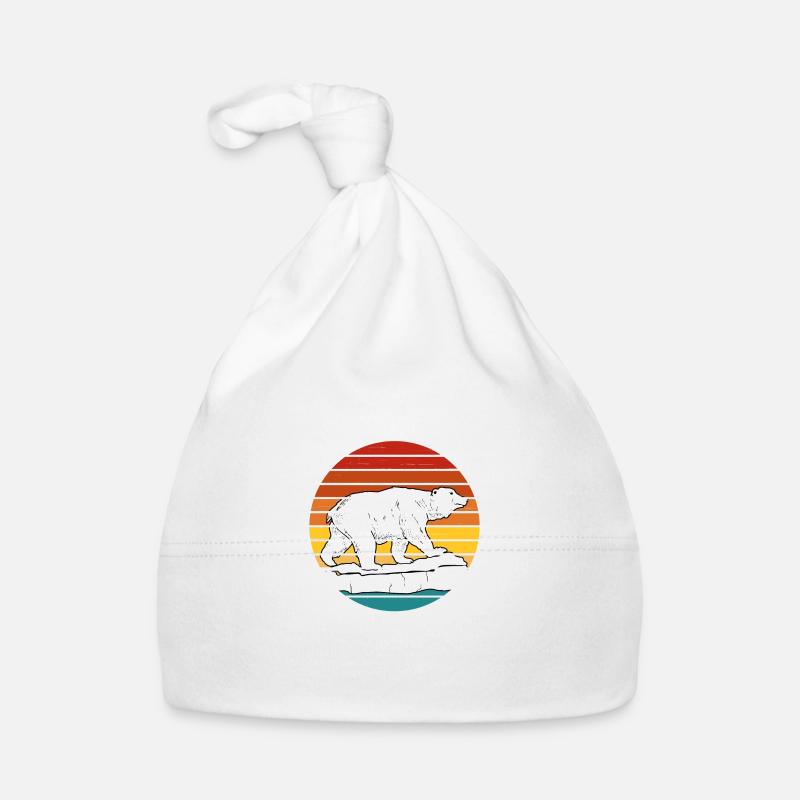 Vintage Retro Polar Bear Organic Baby Cap