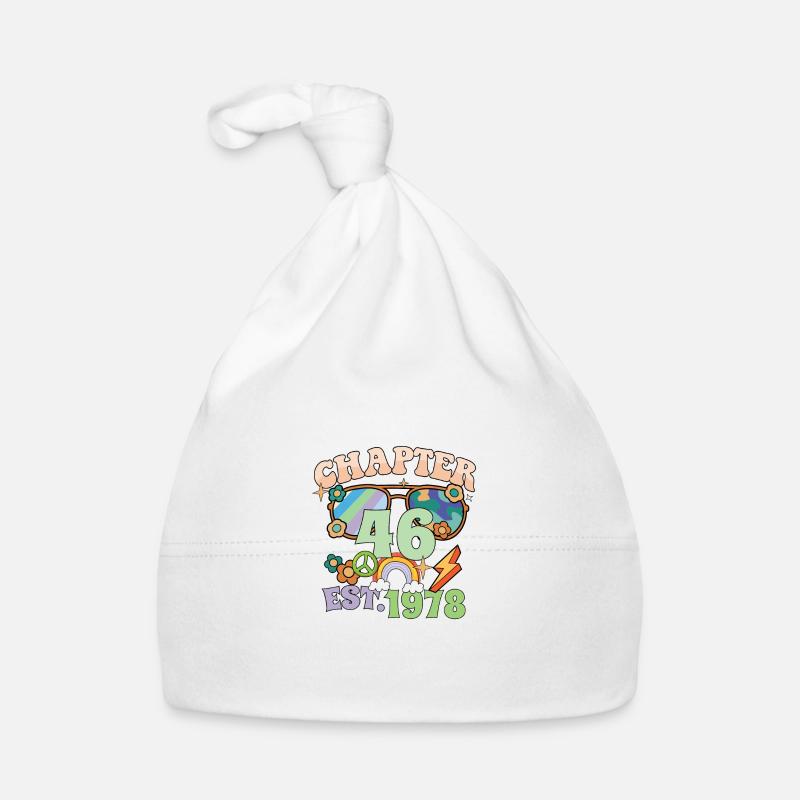Turning 46 46th Birthday Retro Theme Peace Sign Baby Bio-Mütze
