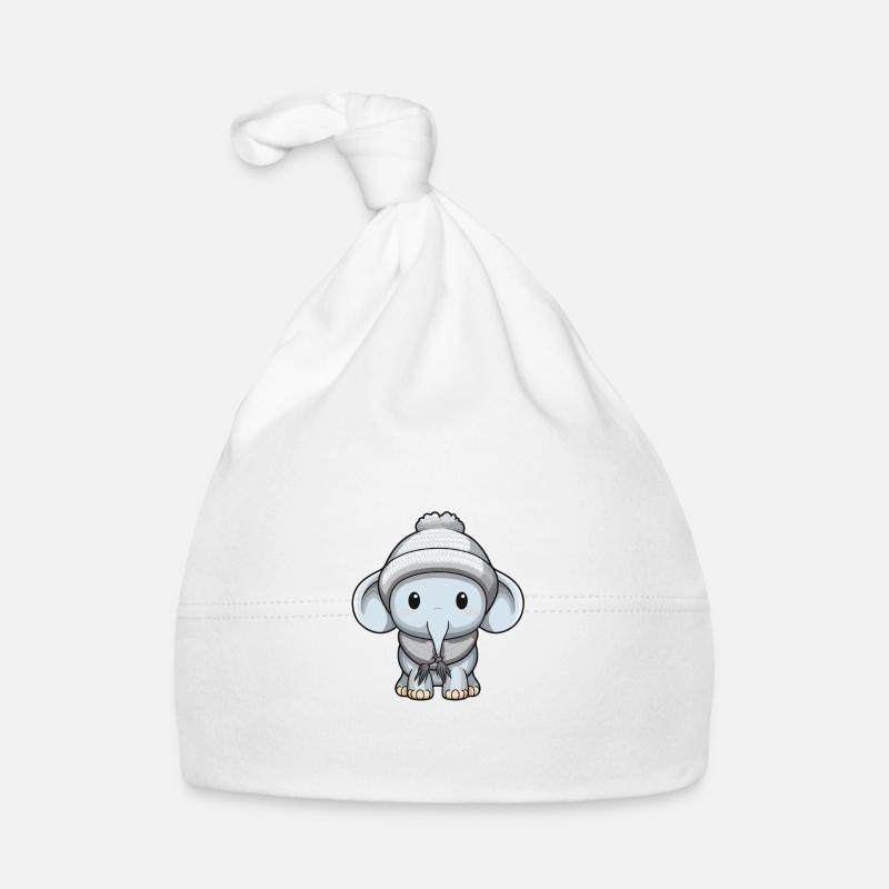 Éléphant Hiver Bande Dessinée Mignon Bonnet bio Bébé