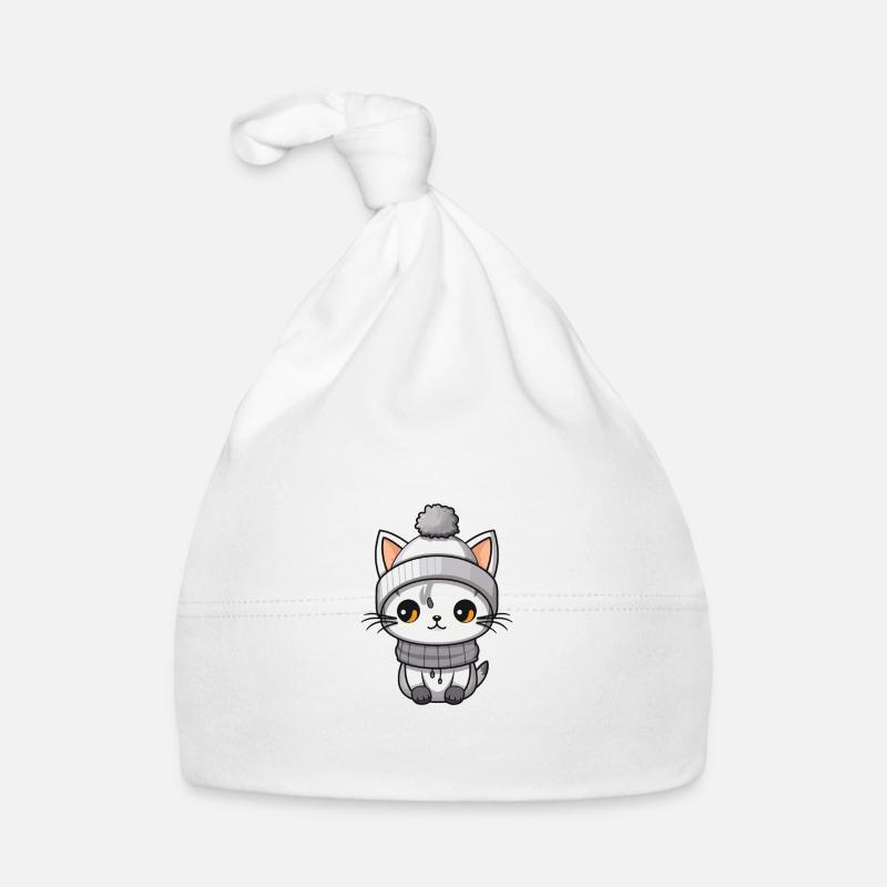 Chat Hiver Animal Mignon Bande Dessinée Bonnet bio Bébé