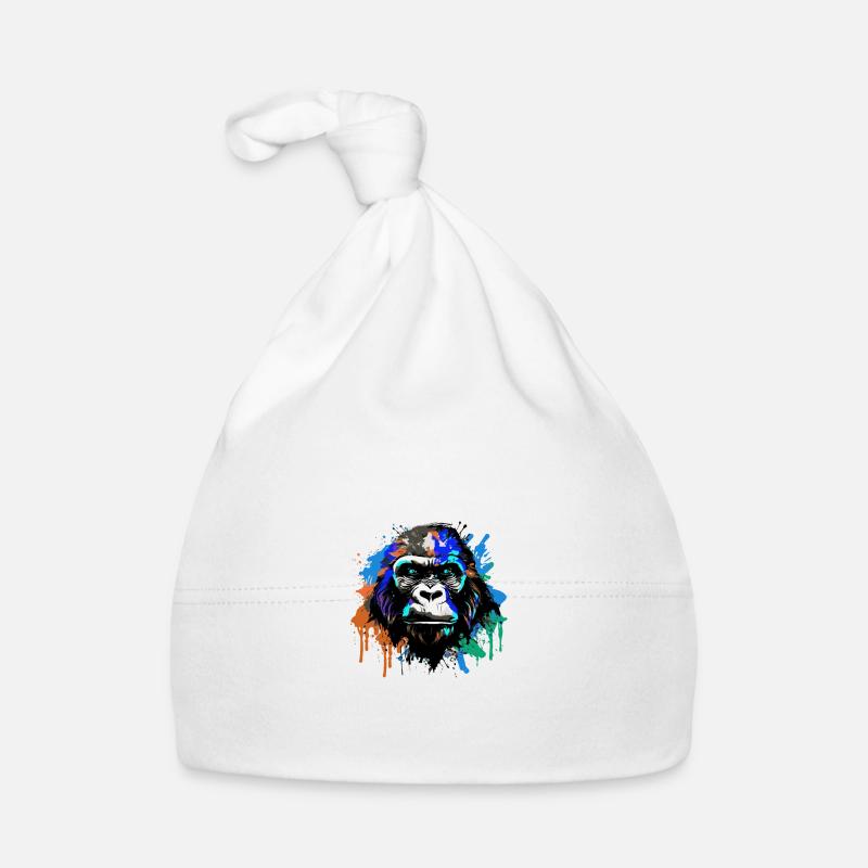 Portrait De Tête De Gorille Coloré Bonnet bio Bébé