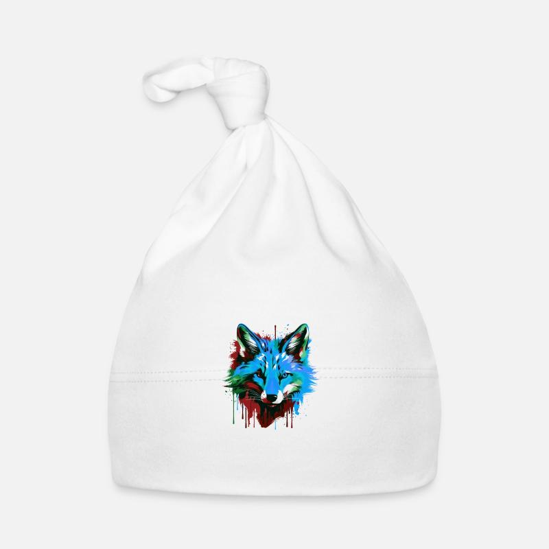 Fox Head Portrait Colorful Organic Baby Cap