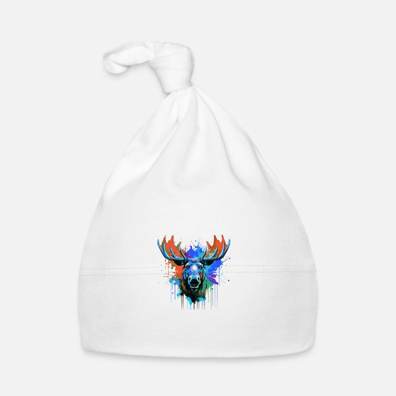 Moose Head Portrait Colorful Organic Baby Cap