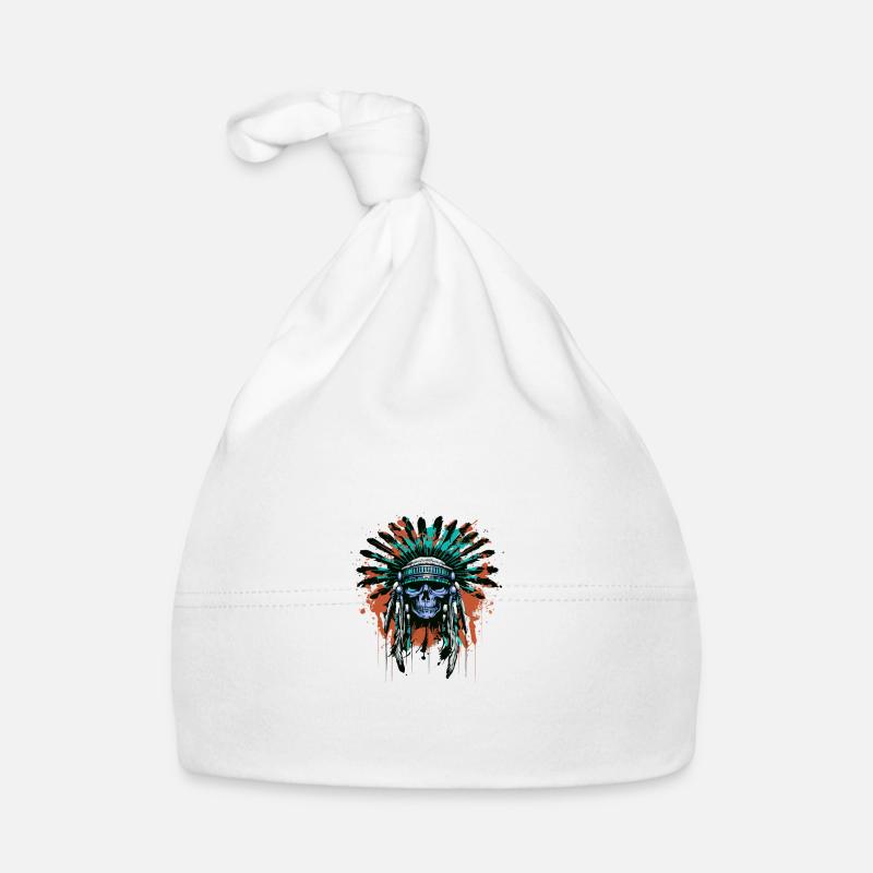 Apache Skull Indian Colorful Organic Baby Cap