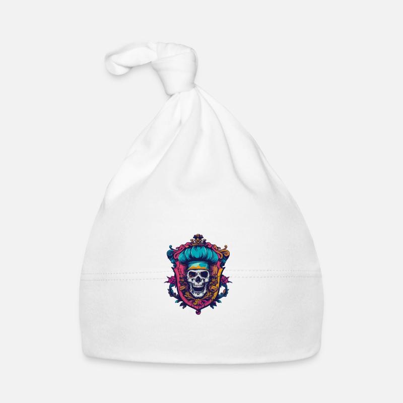 Skull Skeleton Chef - Organic Baby Cap - white