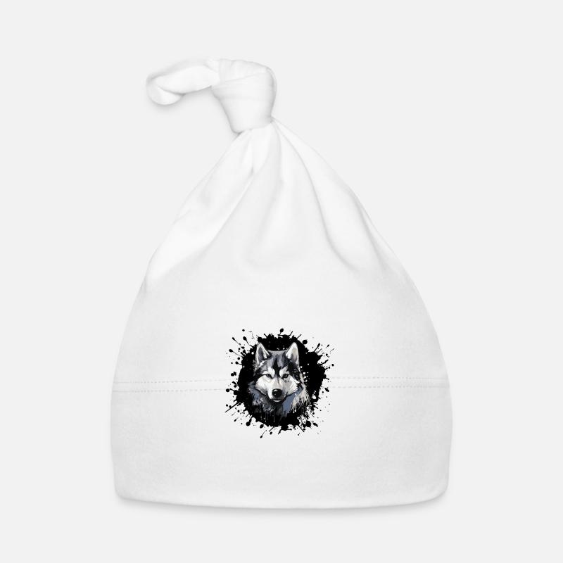 Portrait de chien husky Bonnet bio Bébé