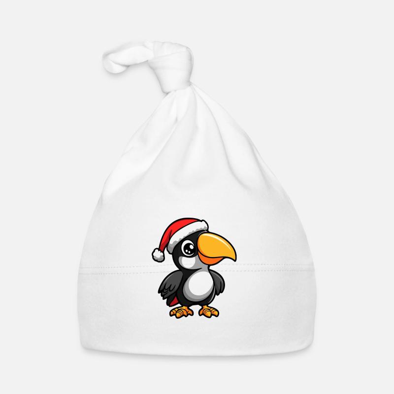 Toucan Oiseau Noël Noël - Bonnet bio Bébé - blanc