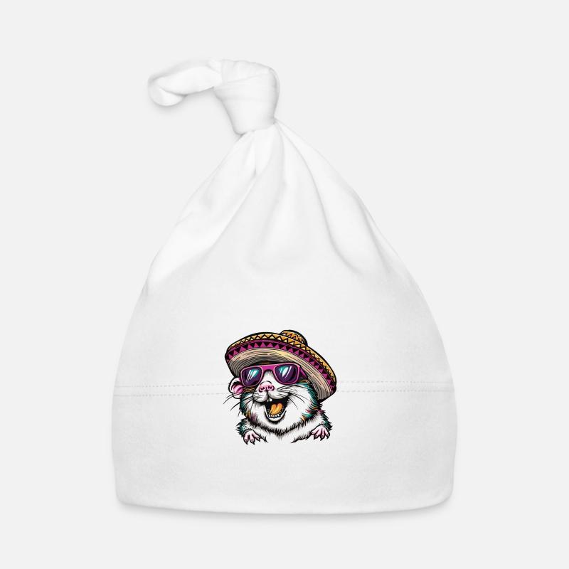 Hamster Drôle Sombrero - Bonnet bio Bébé - blanc