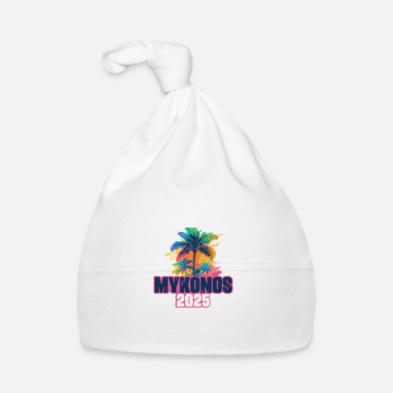 Mykonos 2025 Holiday Palm Trees Organic Baby Cap