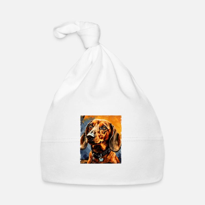 Dachshund Hund Porträt Dackel Baby Bio-Mütze