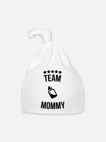 Team Mommy Mummy mother bottle milk - Organic Baby Cap - white - Front