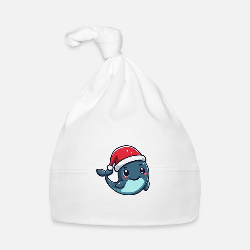 Baleine Noël Noël - Bonnet bio Bébé - blanc