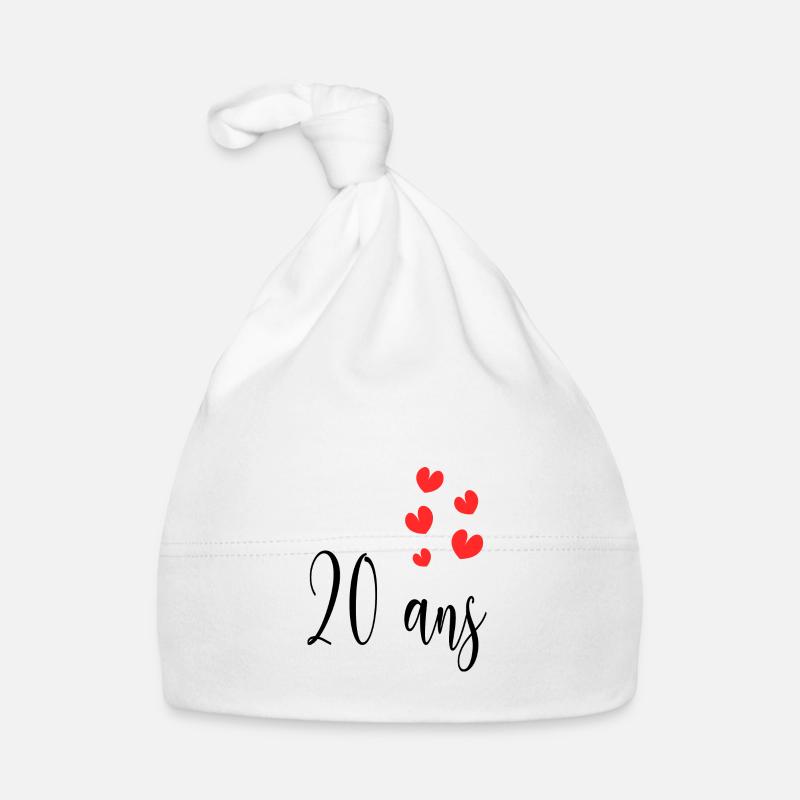 20 ANS. 20e ANNIVERSAIRE. ANNIVERSAIRE 20 ANS. 20 Bonnet bio Bébé