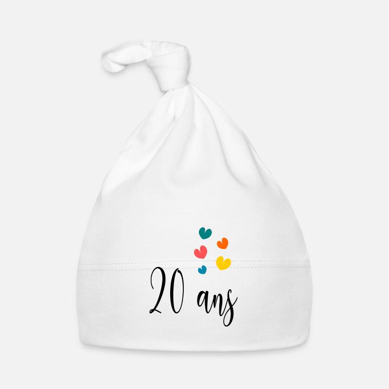 20 ANS. 20e ANNIVERSAIRE. ANNIVERSAIRE 20 ANS. 20 Bonnet bio Bébé
