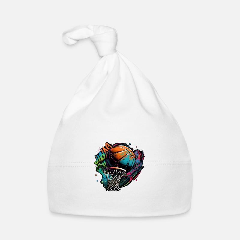 Graffiti de basket-ball coloré - Bonnet bio Bébé - blanc