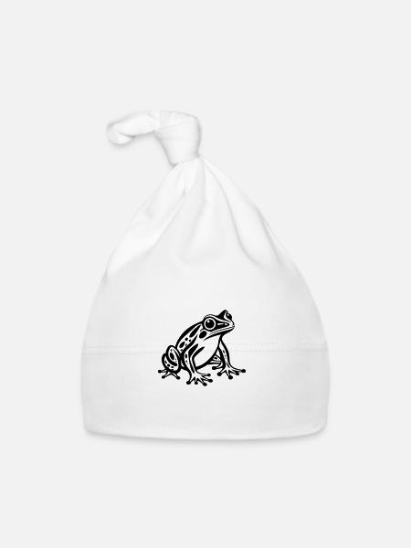 Frosch Tier - Baby Bio-Mütze - Weiß - Vorne