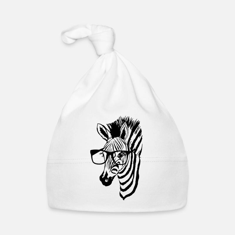 Zebra with glasses - Organic Baby Cap - white