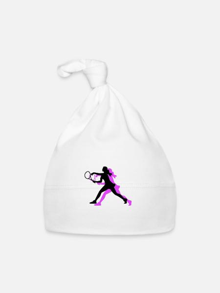 Tennis Spielerin Symbol - Baby Bio-Mütze - Weiß - Vorne