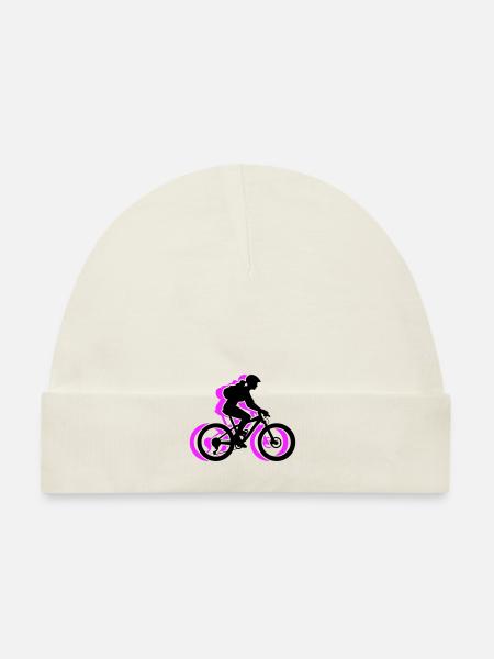 Mountain Bike Bicycle Woman Icon - Organic Baby Cap - white - Front