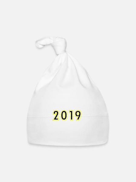 2019 Jahr Geburtstag - Baby Bio-Mütze - Weiß - Vorne