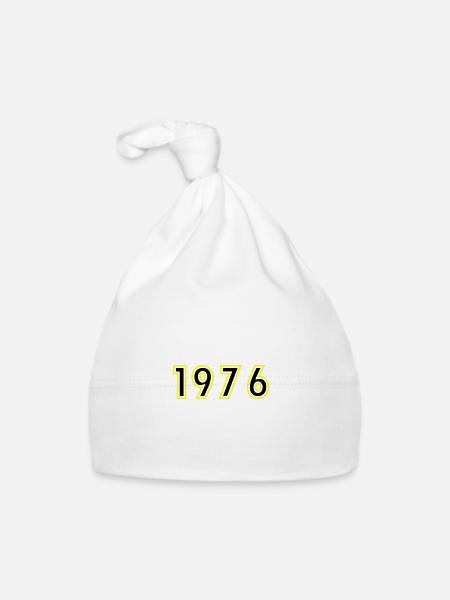 1976 Jahr Geburtstag - Baby Bio-Mütze - Weiß - Vorne