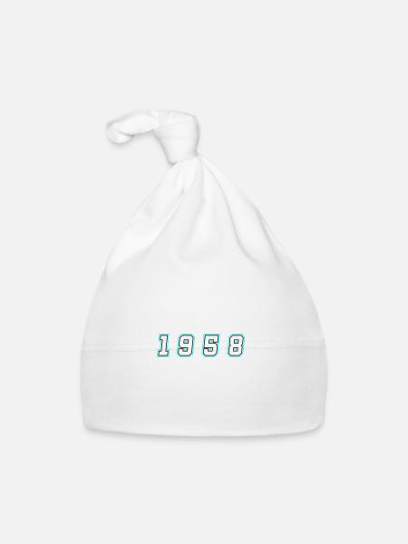 1958 Year Number - Organic Baby Cap - white - Front