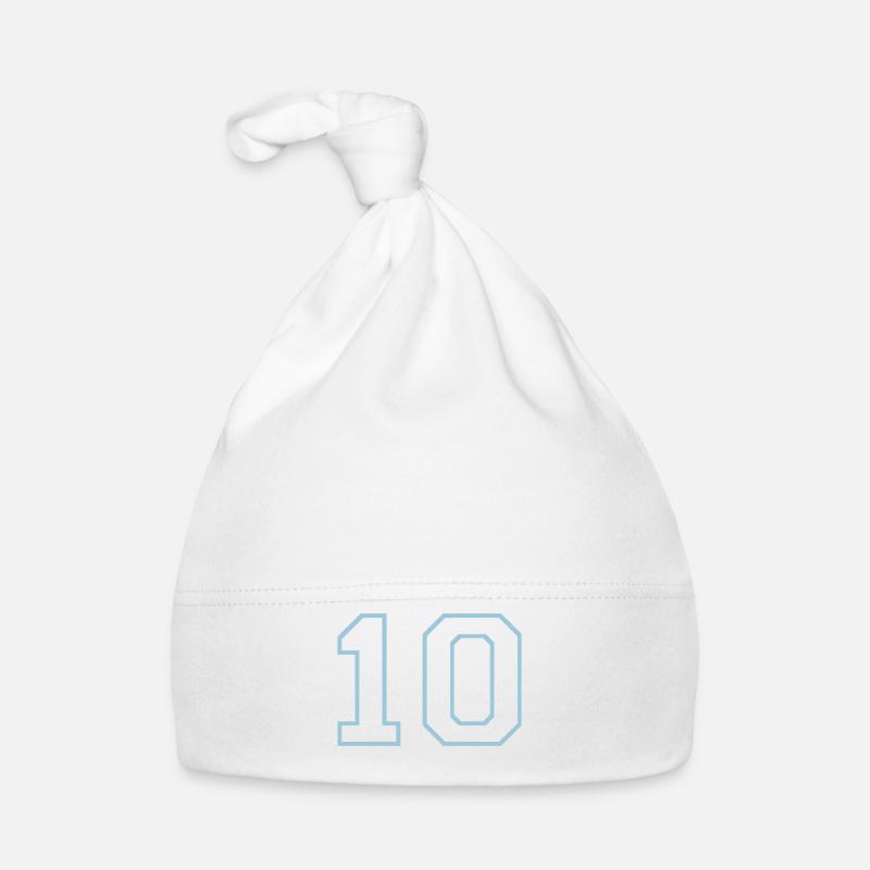 Numéro 10 (couleurs personnalisables) - Bonnet bio Bébé - blanc