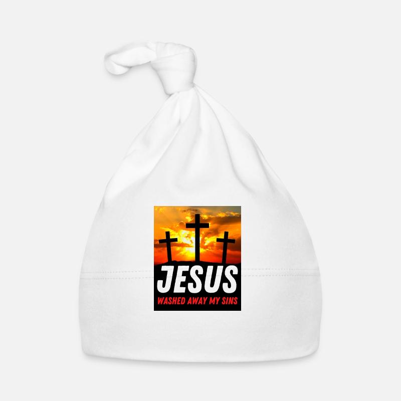 Jésus a lavé mes péchés - Citation chrétienne - Bonnet bio Bébé - blanc
