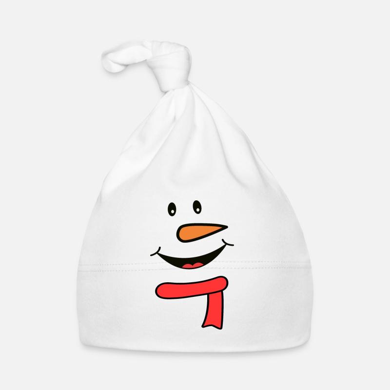 Snowman face with scarf Organic Baby Cap