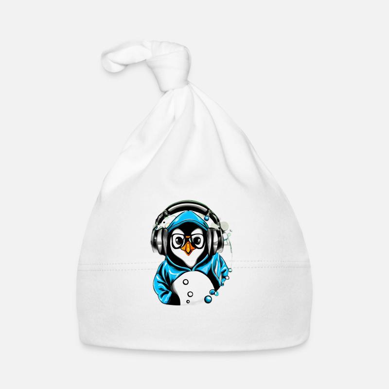 Pinguin mit blauen Pullover Baby Bio-Mütze