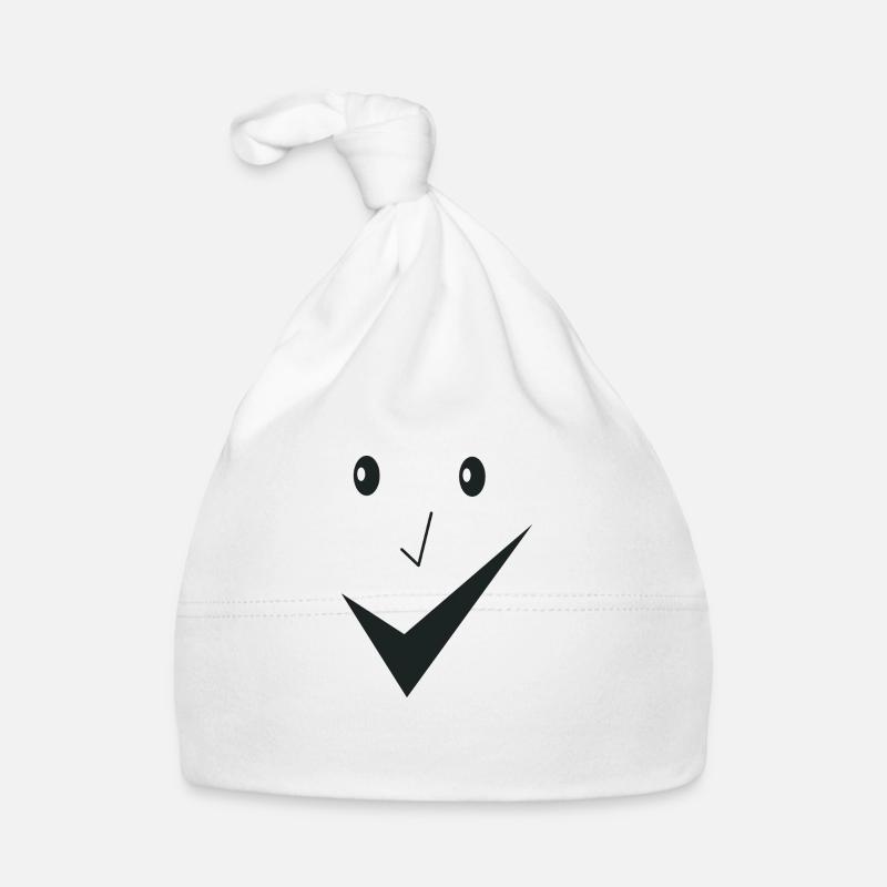 Feines Lächeln - Feines Gesicht E03. - Baby Bio-Mütze - Weiß