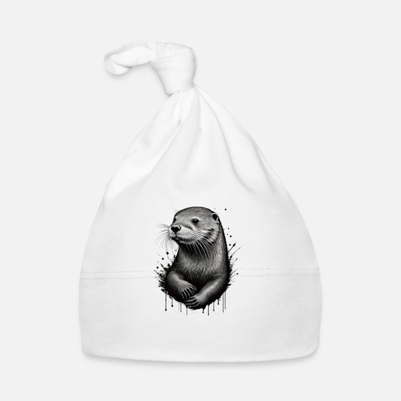 Loutre - Bonnet bio Bébé - blanc