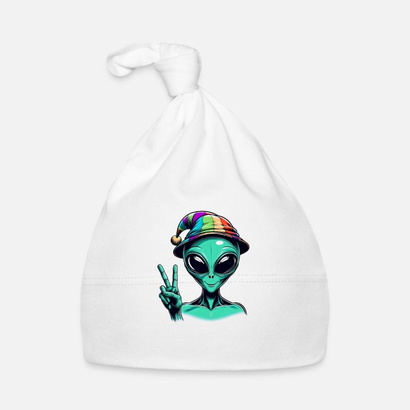 Alien Shows Peace Organic Baby Cap