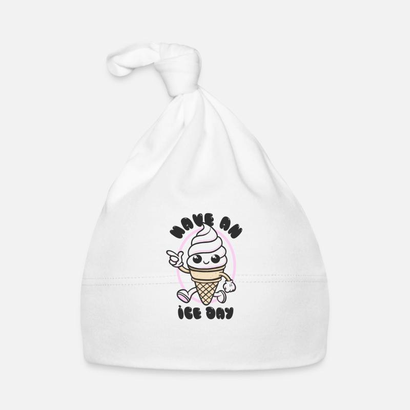 Have an Ice Day - Süßes Eiscreme Maskottchen - Baby Bio-Mütze - Weiß