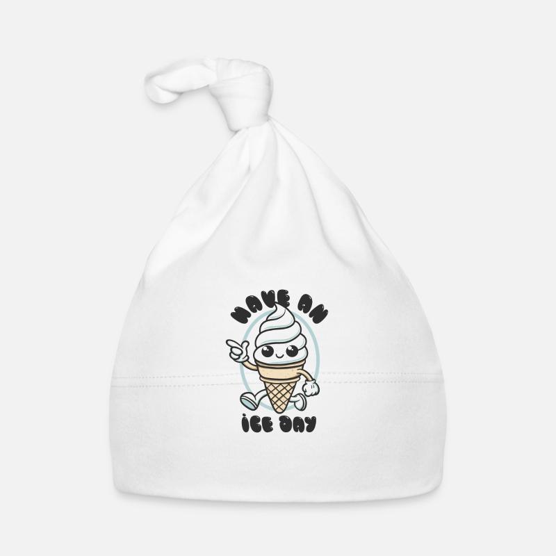 Have an Ice Day - Süßes Eiscreme Maskottchen - Baby Bio-Mütze - Weiß