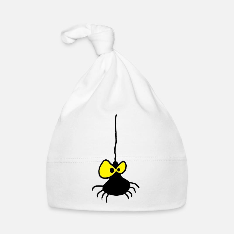 Grumpy Spider Zweifarbiges Design - Baby Bio-Mütze - Weiß