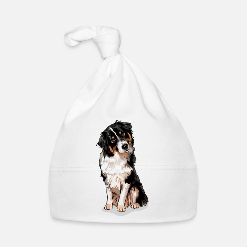 AUSTRALIAN SHEPHERD Aussie Hunde Hund Wilsigns - Baby Bio-Mütze - Weiß