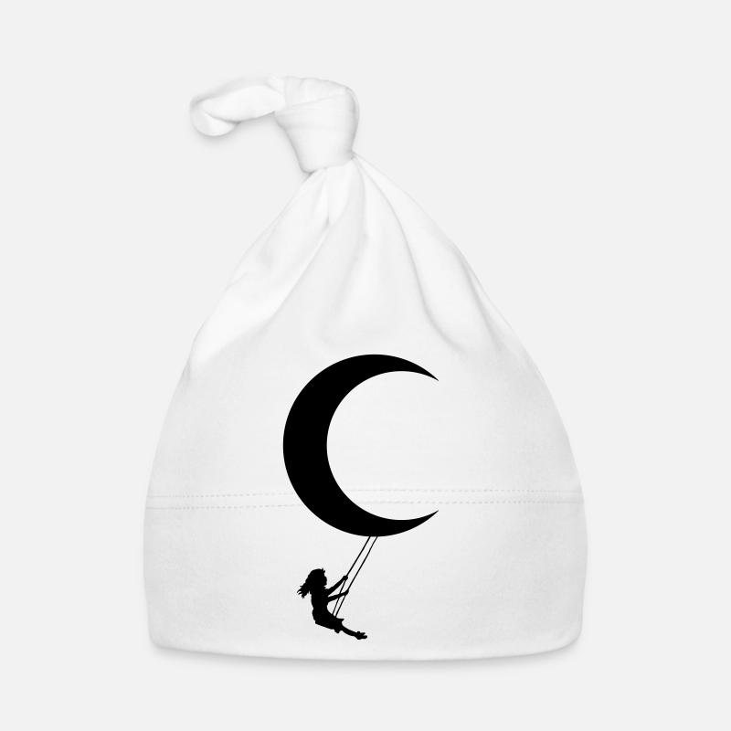 balançoire lune - Bonnet bio Bébé - blanc