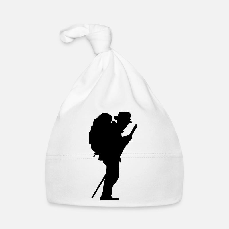 Homme marcheur avec le bâton - Bonnet bio Bébé - blanc