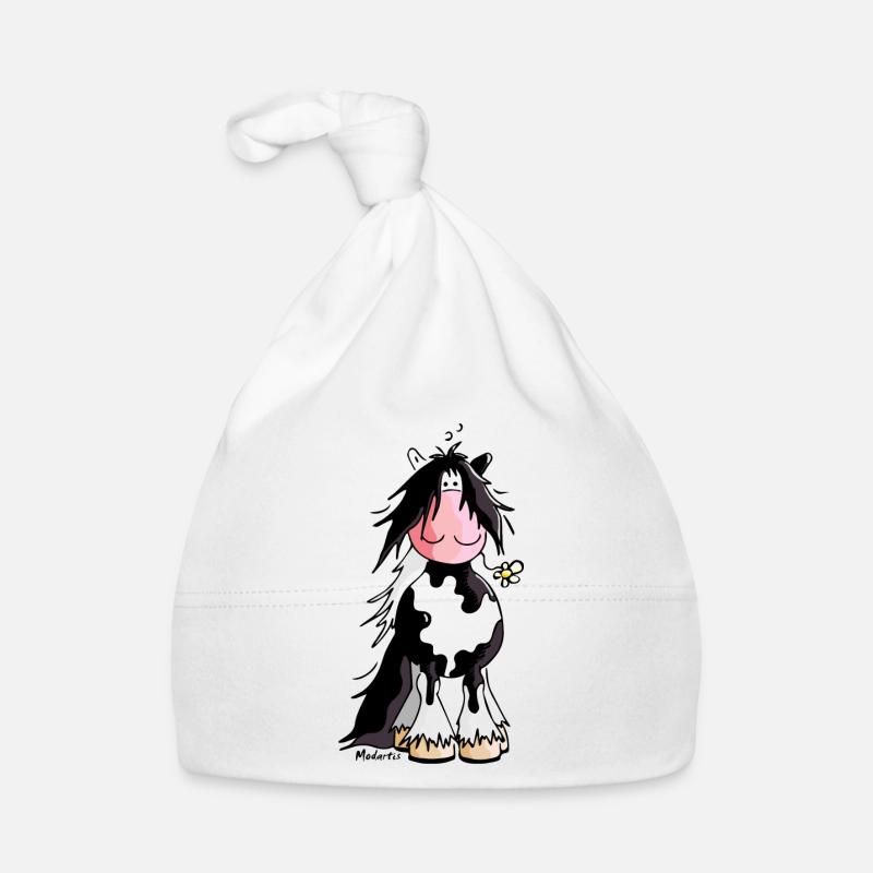 Gypsy Cob - Irish Cob – Pinto – Cheval - Bonnet bio Bébé - blanc