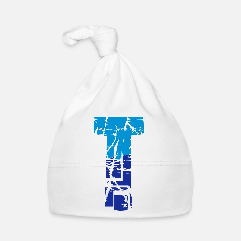 Lettre T - Bonnet bio Bébé - blanc