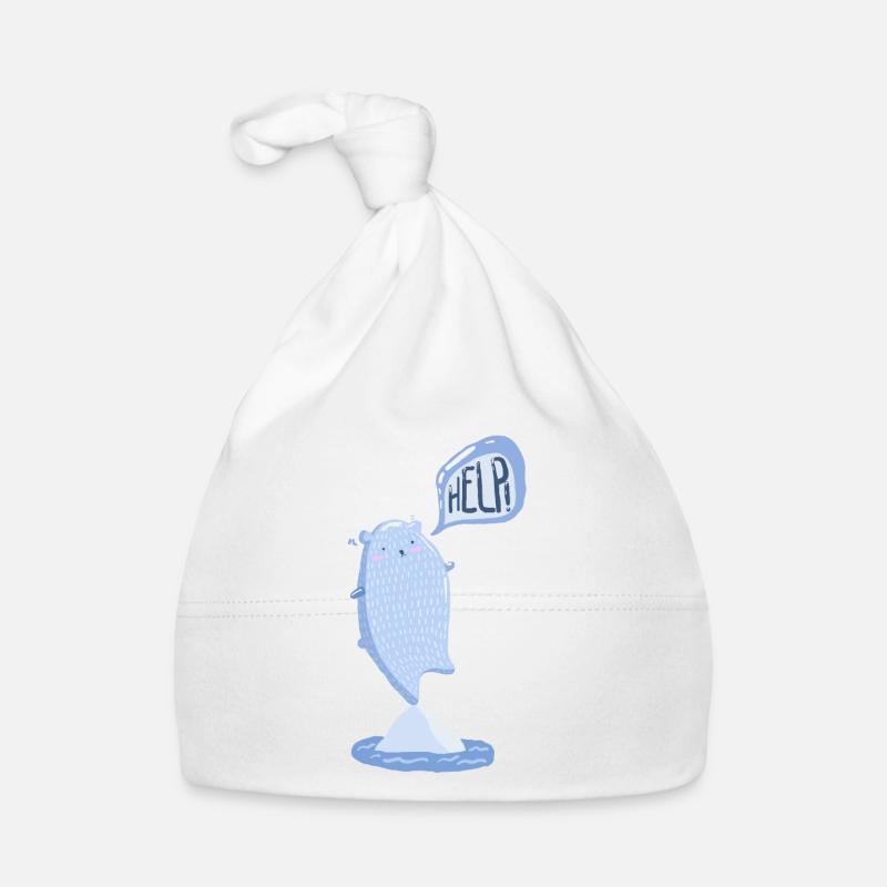 Eisbär Help Eisberg Nordpol Climate change Environment - Organic Baby Cap - white