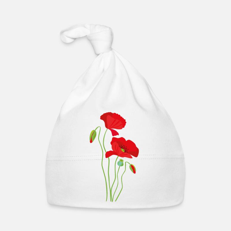 Mohn - Blumendesign Baby Bio-Mütze