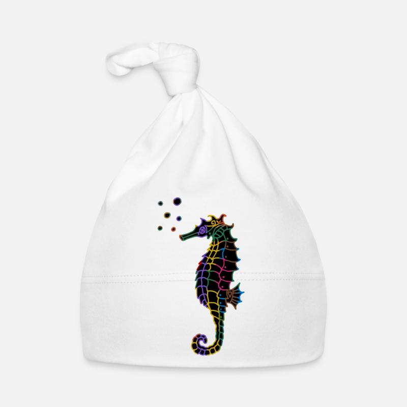 hippocampe - Bonnet bio Bébé - blanc