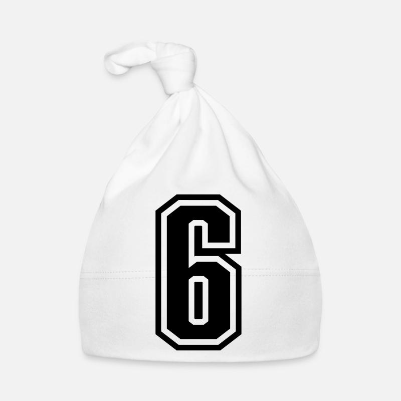 6 - Numéro 6 - Numéro de maillot bicolore changer de couleur - Bonnet bio Bébé - blanc