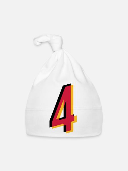 4 Numéro Allemagne maillot numéro noir or rouge - Bonnet bio Bébé - blanc - Devant